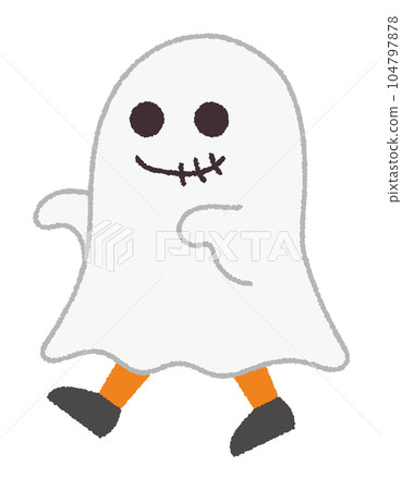 行走的鬼/鬼/萬聖節//寬鬆可愛的手寫矢量圖 104797878