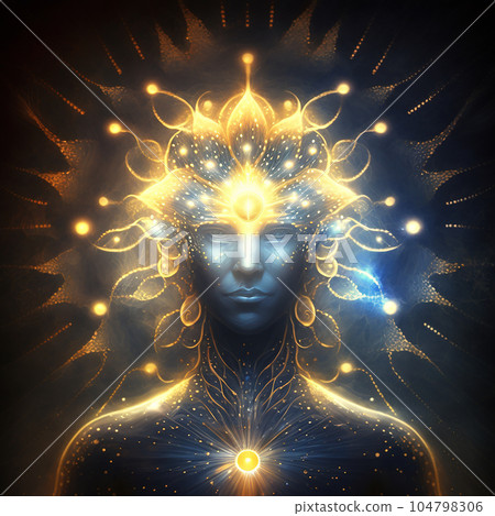 Shaman Channeling Third Eye Spiritual Illustration Art (AI Generated Images) 104798306