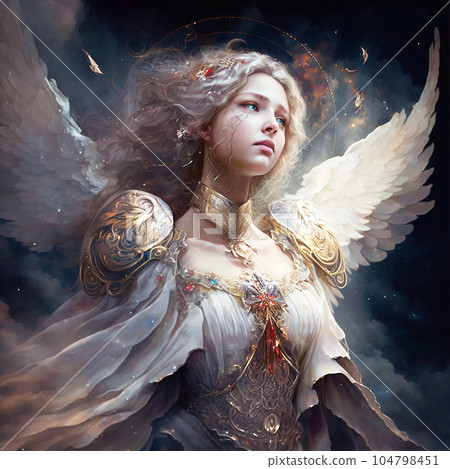 天使在天堂憂心忡忡的神秘插畫藝術（AI 生成圖像） 104798451