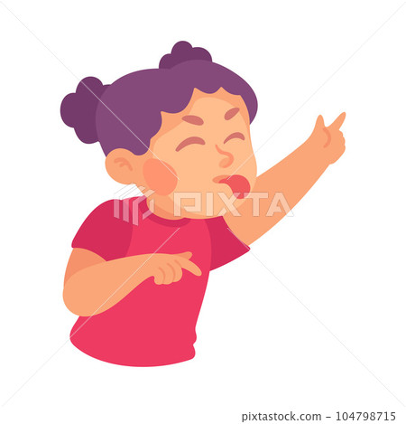 Angry Bullying Girl Character Point Finger Showing Tongue Teasing Somebody Vector Illustration Angry Bullying Girl Character Point Finger Showing Tongue Teasing Somebody Vector Illustration 104798715