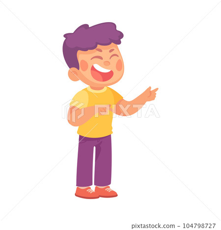 Angry Bullying Boy Character with Face Grimace Teasing Somebody Vector Illustration 104798727