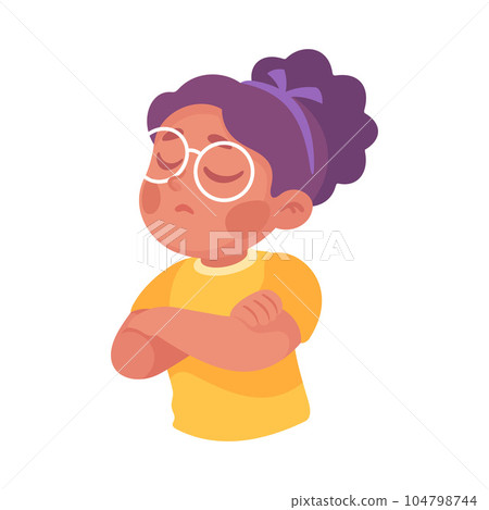 Bullied Girl with Folded Arms and Sad Face Suffering from Mockery and Sneer Vector Illustration Bullied Girl with Folded Arms and Sad Face Suffering from Mockery and Sneer Vector Illustration 104798744