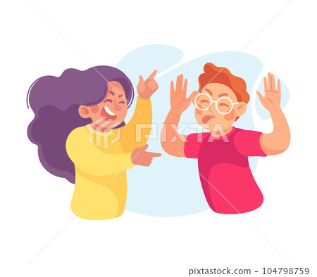 Offensive Girl and Boy Bullying and Abusing Teasing Vector Illustration Offensive Girl and Boy Bullying and Abusing Teasing Vector Illustration 104798759