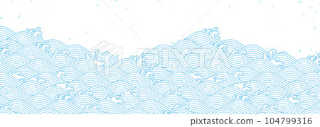 Traditional Japanese wave pattern vector material blue on white Traditional Japanese wave pattern vector material blue on white 104799316