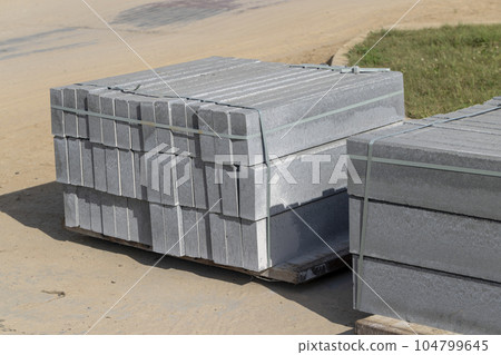 Concrete tiles and curbs made of concrete 104799645
