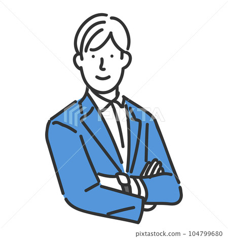 Illustration material of a business person man in a suit that folds his arms Illustration material of a business person man in a suit that folds his arms 104799680