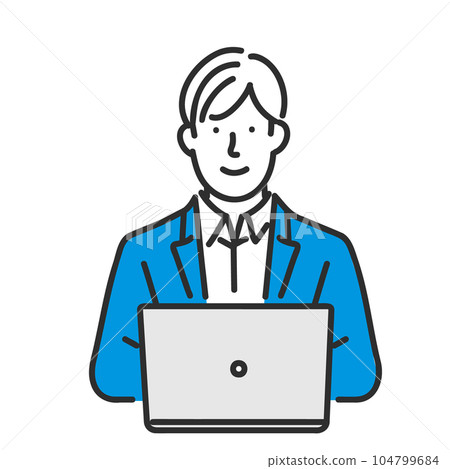 Illustration material of a business person man who operates a laptop computer Illustration material of a business person man who operates a laptop computer 104799684