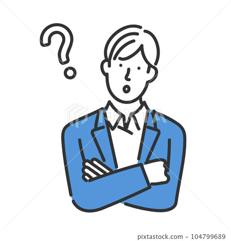 抱著雙臂思考的商務人士插畫素材 抱著雙臂思考的商務人士插畫素材 104799689