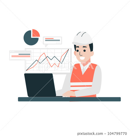 Engineers working on laptop computers. Vector...-插圖素材 [104799770] - PIXTA圖庫