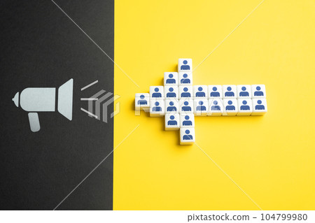 Agitate people to go after. Follow up. Inform and convey information. Marketing. To lead. Guiding. Advertising campaign, attracting new customers and participants. 104799980