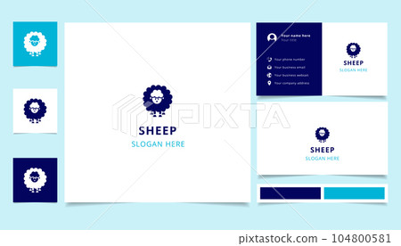 Sheep logo design with editable slogan. Branding book and business card template. Sheep logo design with editable slogan. Branding book and business card template. 104800581