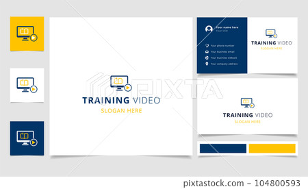 Training video logo design with editable slogan. Branding book and business card template. Training video logo design with editable slogan. Branding book and business card template. 104800593