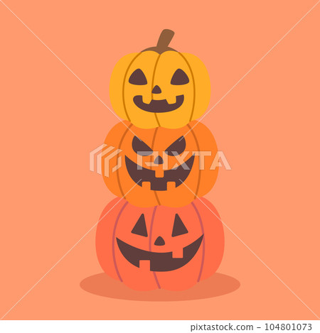 Set of red orange yellow pumpkins to celebrate Halloween celebrities' holiday greetings. Vector illustration cartoon. Set of red orange yellow pumpkins to celebrate Halloween celebrities' holiday greetings. Vector illustration cartoon. 104801073
