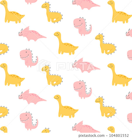 Seamless pattern with cute dinosaurs. kids prit with dino. 104801552
