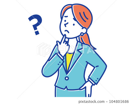 一個穿著西裝的女人站著思考 104801686