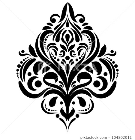Vintage damask baroque ornament with floral retro antique style. Isolated element for wedding decoration. 104802011