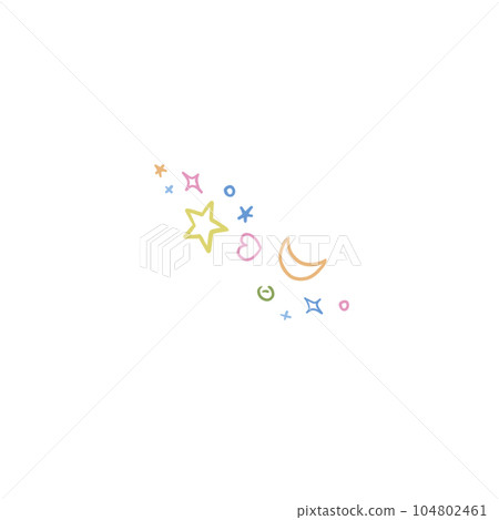 Drawings depicting the zodiac signs with stars, planets, and celestial elements, showcasing the mystical connection between astrology and the cosmos. 104802461