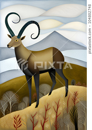 Male ibex - Generative AI 104802748