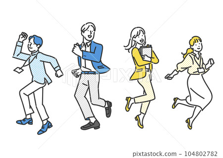 Image illustration material of people working at a jumping startup company 104802782