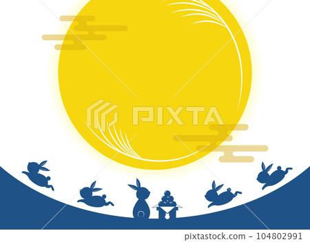 Full moon and rabbit frame moon viewing 15th night Full moon and rabbit frame moon viewing 15th night 104802991