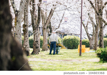 An uncle cleaning the park An uncle cleaning the park 104803368
