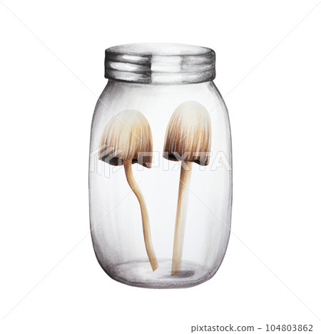 Watercolor glass jar. Hand painting empty container for halloween holiday set isolated on white background. For designers, decoration, shop, for postcards, wrapping paper, covers. For posters and 104803862