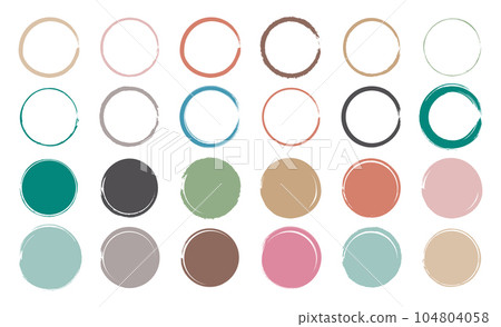 Hand-drawn circles drawn with brushes, pencils, crayons Hand-drawn circles drawn with brushes, pencils, crayons 104804058