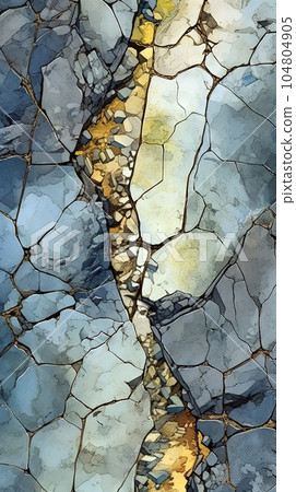 Blue and orange cracked surface - wall art -generative AI, Ai generated Blue and orange cracked surface - wall art -generative AI, Ai generated 104804905