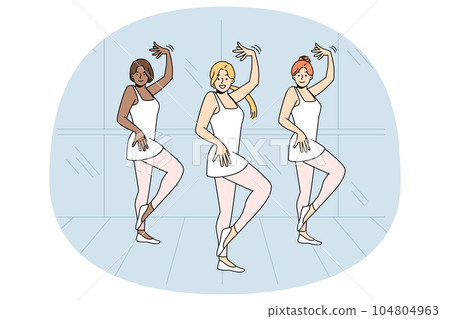 Ballerinas dancing together on stage Ballerinas dancing together on stage 104804963