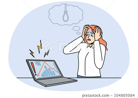 Businesswoman stressed with market crisis 104805084