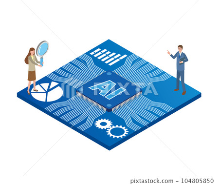Image illustration of people using artificial intelligence 104805850