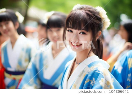 Enjoy Japanese summer in a yukata (AI image) Enjoy Japanese summer in a yukata (AI image) 104806641