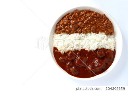 Aigake curry with beef curry and keema curry Aigake curry with beef curry and keema curry 104806659