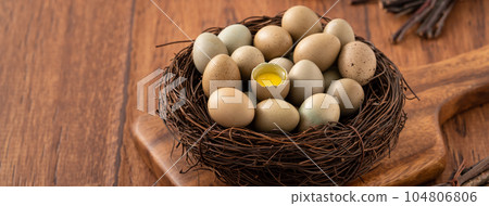 Rutin chicken Ludin chicken egg egg brown brown gray Egg in nest egg 生たまご 104806806