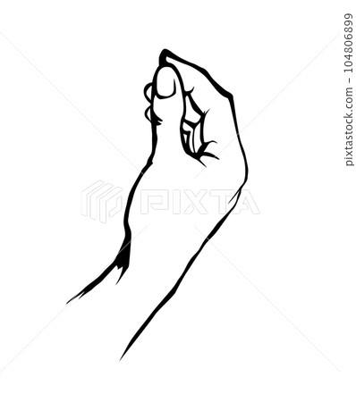 A hand is holding a pinch of salt. Vector drawing 104806899