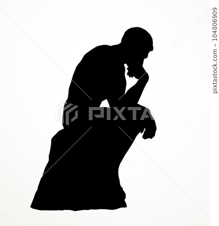 Vector drawing. Sculpture of a male thinker Vector drawing. Sculpture of a male thinker 104806909