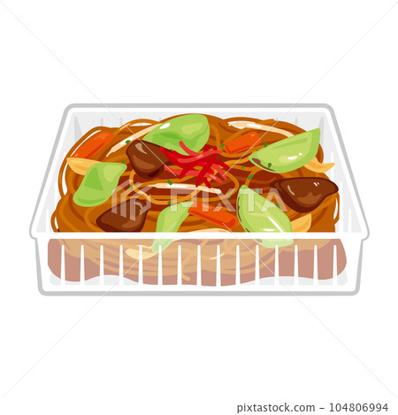Yakisoba in a plastic container 104806994
