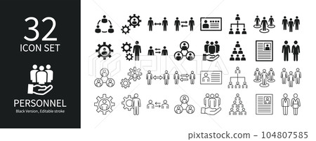Icon set related to human resources and recruitment 104807585
