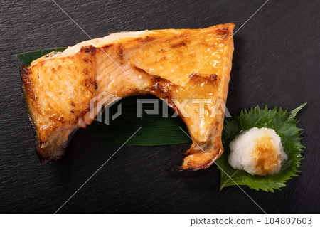 Grilled coho salmon with salted rice malt Grilled coho salmon with salted rice malt 104807603