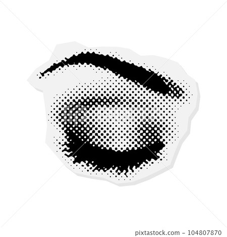 Closed female Eye with halftone effect. Realistic dotted vector illustration. Closed female Eye with halftone effect. Realistic dotted vector illustration. 104807870