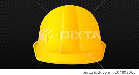 Yellow protection helmet. Safety construction industry with rigid headgear 104808303