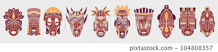 African ritual totem masks set African ritual totem masks set 104808357