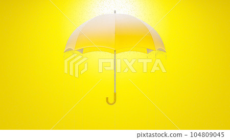 Yellow umbrella was opened while it was pouring rain. Designed with minimal concept. Yellow umbrella was opened while it was pouring rain. Designed with minimal concept. 104809045