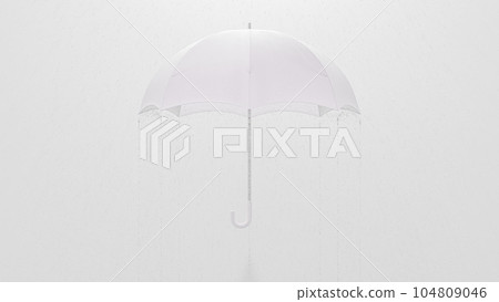 White umbrella was opened while it was pouring rain. Designed with minimal concept. White umbrella was opened while it was pouring rain. Designed with minimal concept. 104809046