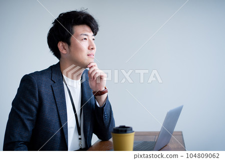 System engineer's profile and gaze System engineer's profile and gaze 104809062