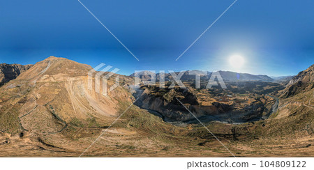 Aerial view of the Colca canyon in Arequipa 104809122