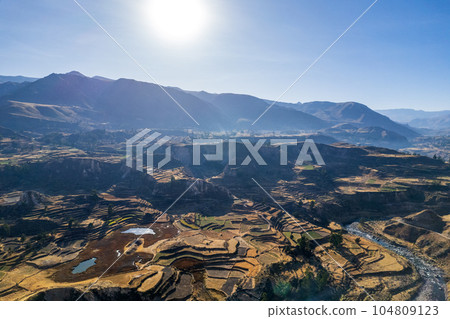 Aerial view of the Colca canyon in Arequipa Aerial view of the Colca canyon in Arequipa 104809123