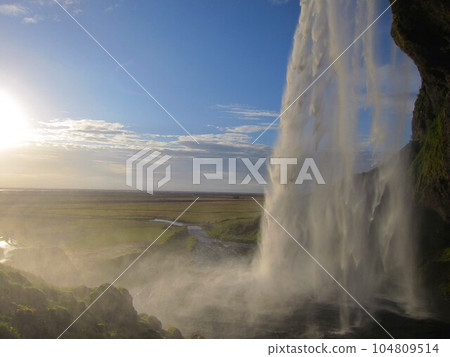 Iceland waterfall Seljalandsfoss Iceland waterfall Seljalandsfoss 104809514