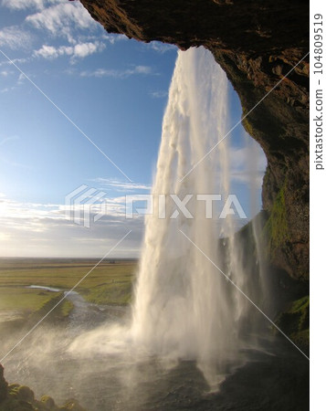 Iceland waterfall Seljalandsfoss Iceland waterfall Seljalandsfoss 104809519