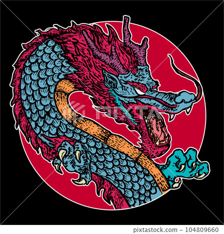 asian DRAGON snake for t shirt. 2024 new year 104809660